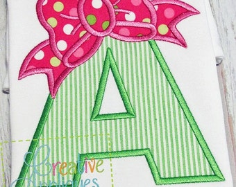 A Bow Letter A Applique Machine Embroidery Design 4 Sizes, bow applique, applique bow, bow alphabet, bow letters