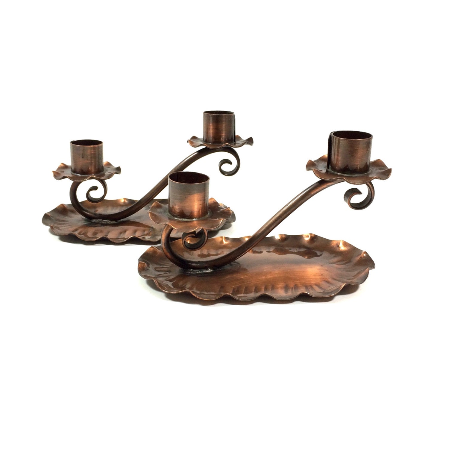 Pair of Vintage Gregorian Copper Double Candle Holders