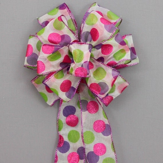 Spring Polka Dot Wreath Bows Easter Bow Easter Wreath Bows