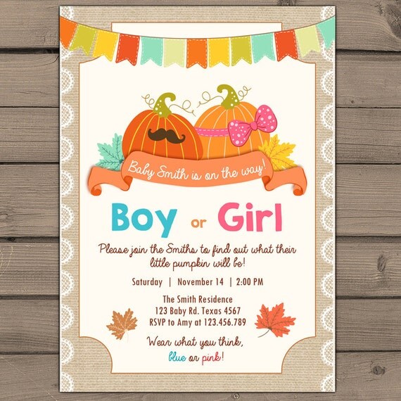 Pumpkin Gender Reveal Invitations 7