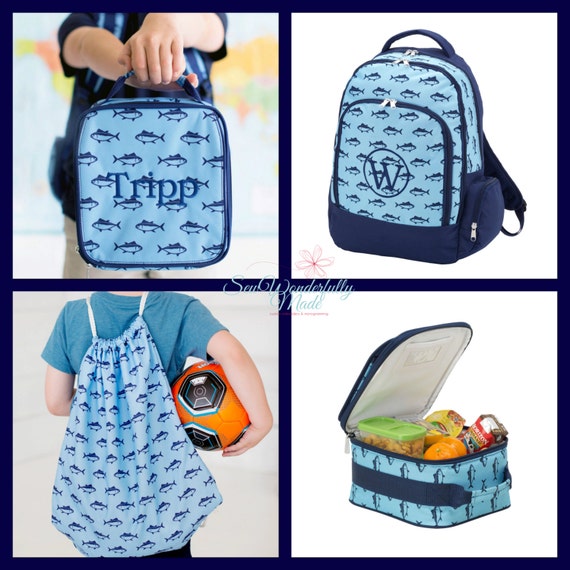 Boys Monogrammed Backpack Boys Lunch Box Boys Gym Bag