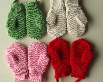 Merino Wool mittens for toddler/ children. Hand Knit Accessory for girls and boys. Red mittens. More colors available. Size 1-3-6-10 years