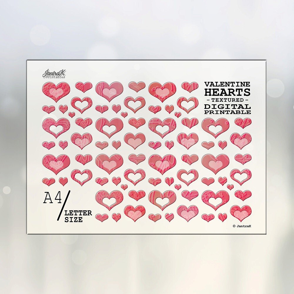 pink heart stickers printable textured heart planner