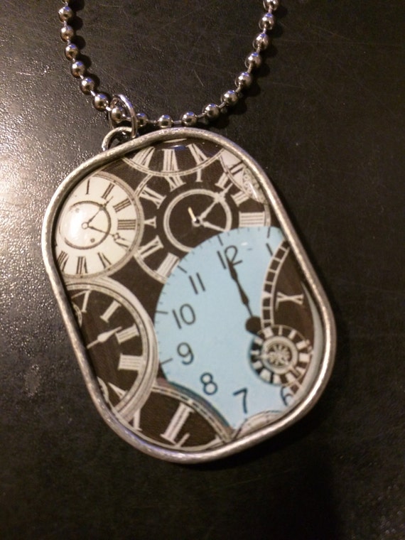 Necklace Clock Pendant Engraved Quotation Cinderella