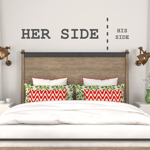 Wall Decal Sides of the Bed His Side Her Side Bedroom Wall