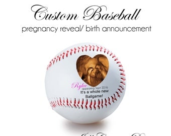 Personalized Baseball Birth Announcement, PREGNANCY REVEAL, Sonogram gift, Baseball Custom Baseball, Sports Nursery, sonogram