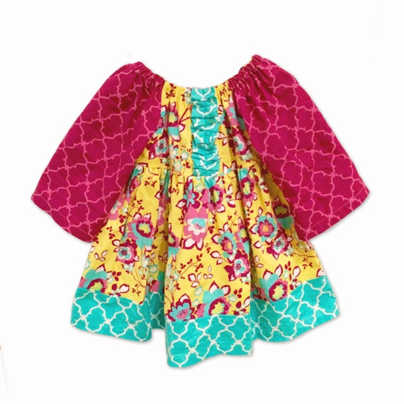 Items similar to Girls Floral Dress Flower Girl Dress Peasant Dress