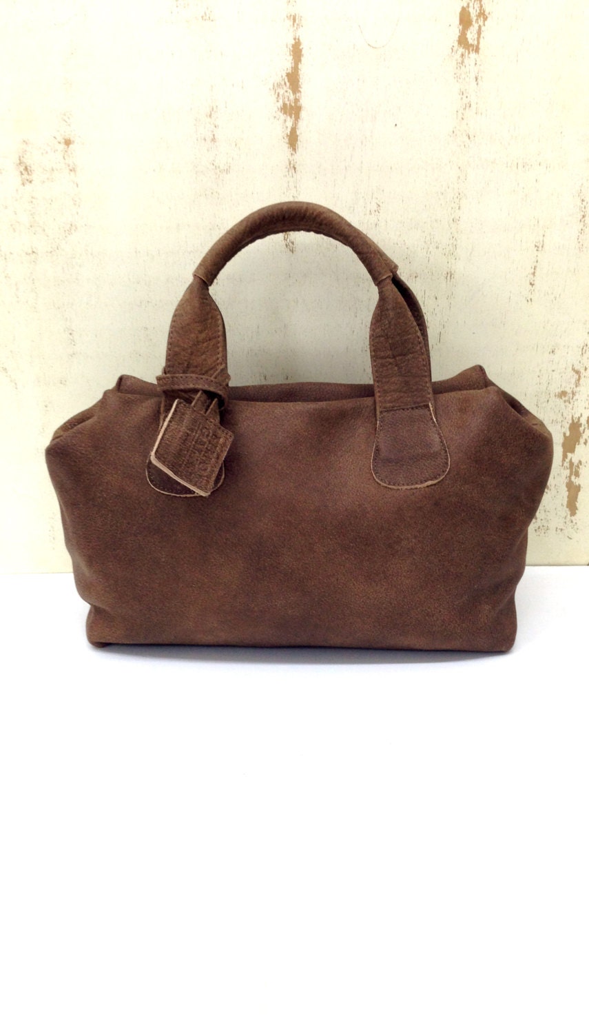 Sale Brown leather handbag purse Small bag Top handles bag