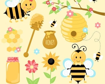 80% OFF SALE Bumble Bee Clipart, Bee Clipart, Bumble Bees, Honey Clipart, Printable, Commercial Use