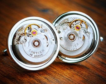 Cartier Watch Movement Cufflinks Vintage