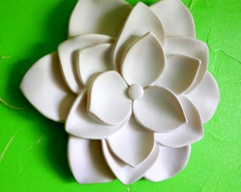 Yoga art Lotus wall decor Flowers for wall 3d Wall art Wall hanging White lotus Polymer clay Modern Home wall decorations Gifts under 20