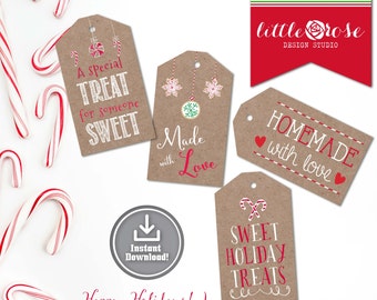 Christmas Cookie Tags - Holiday Treat Tags - Holiday Recipe Tags - Printable Christmas Gift Tags - Gift Labels - Instant Download