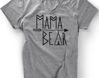 Mama Bear V-neck Soft Triblend Mothers Day Shirt T Shirt Tee Women Ladies Gift Present New Mommy Baby Shower Pregnancy Momma Mom REveal