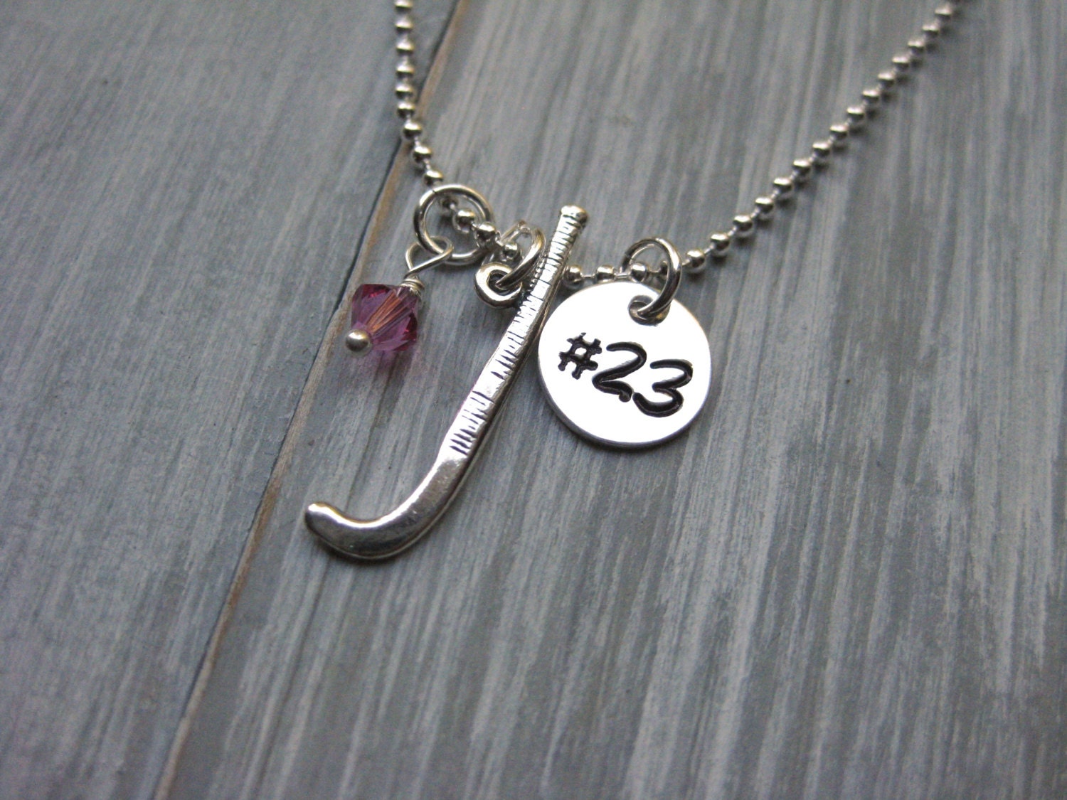 Field Hockey Necklace Sterling Silver Hand Stamped