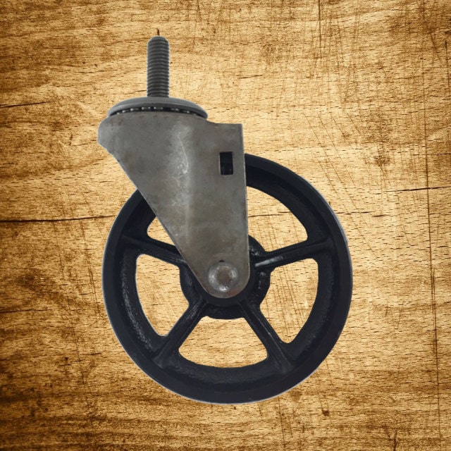 5 inch Vintage Cast Iron Swivel Caster with Spoke Wheel Hub