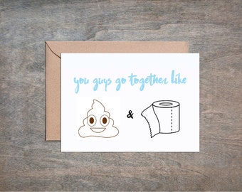 Poop and Toilet Paper. Funny Wedding Card. Wedding Card. Congratulations Wedding Card. Bridal Shower Card. Bridal Card. Engagement Card.