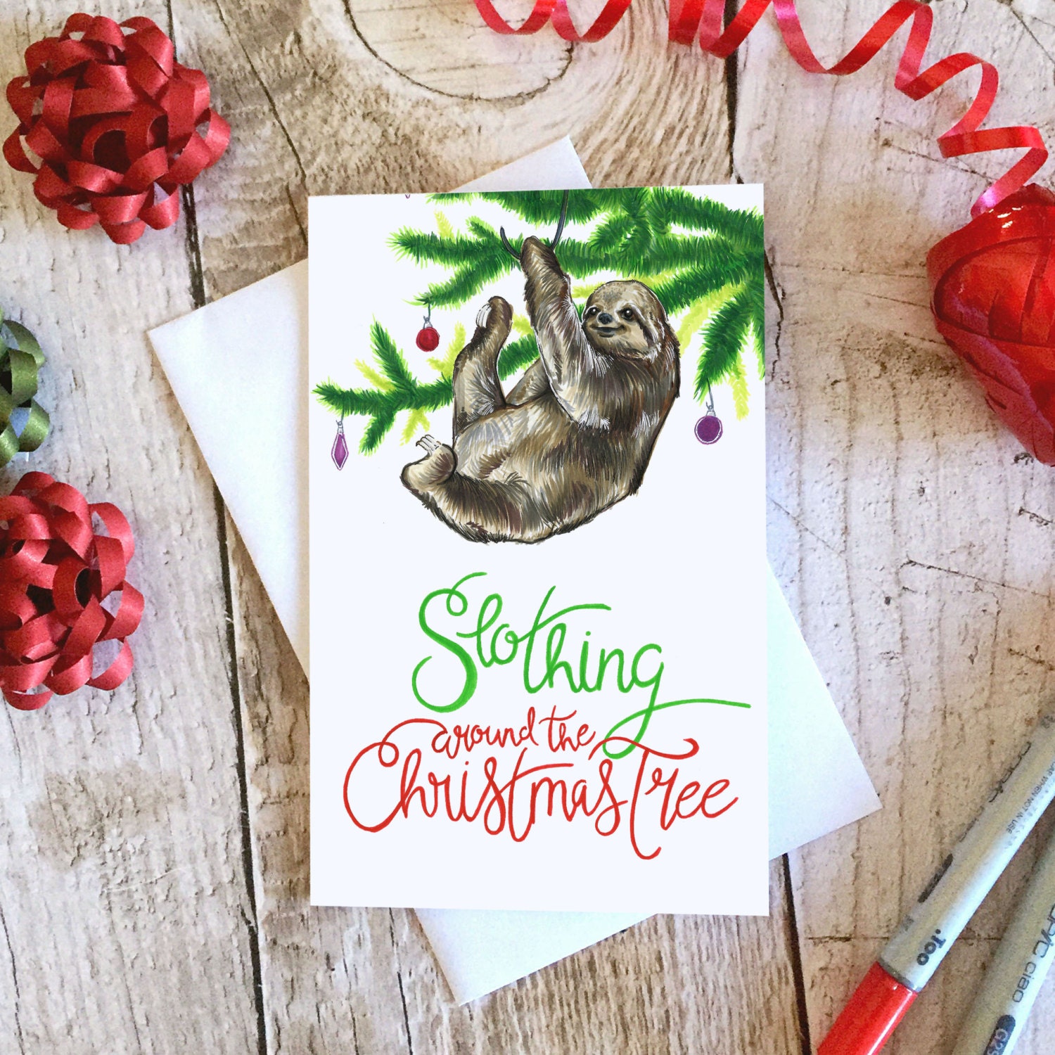 Sloth Christmas Card 