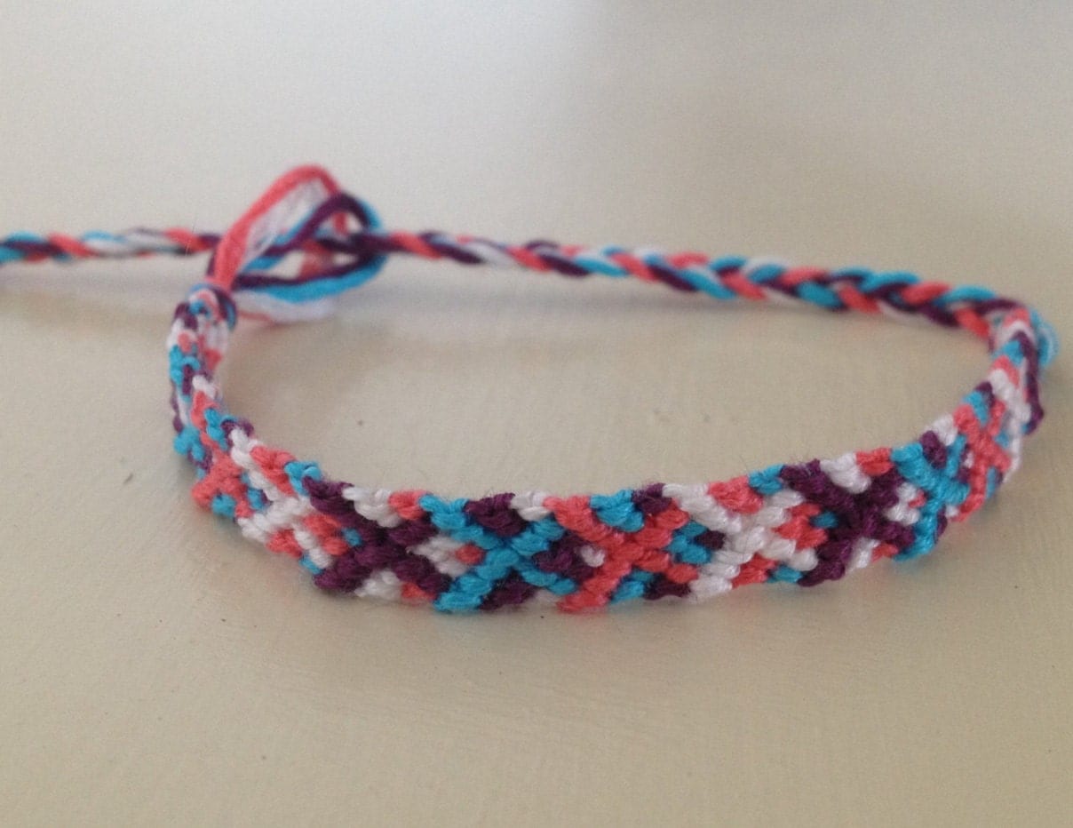 Friendship bracelet crisscross pattern bright