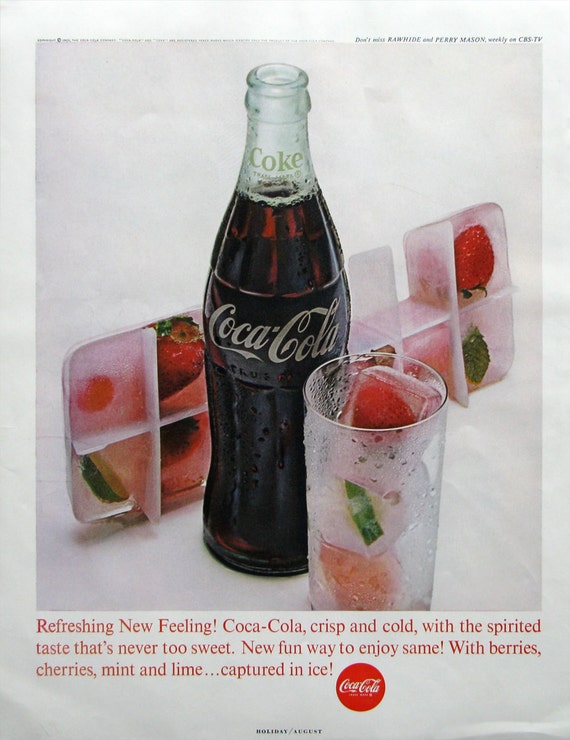 1963 Coca Cola Ad Refreshing New Feeling Frozen Strawberry