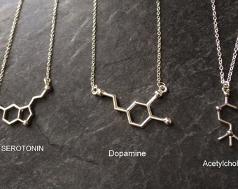 Serotonin Necklace, Molecule Necklace, Dopamine Necklace, Acetylchloine Necklace