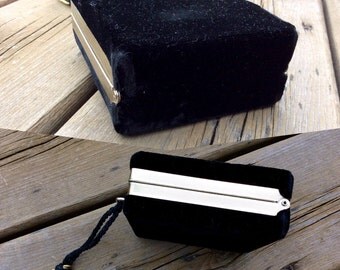 Vintage Black Velvet Box Purse w/ Tassel