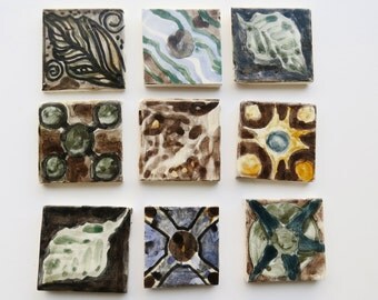 Ceramic ~Ceramic tile ~Decorative tile ~Art tile ~2x2 tiles ~Decorative ~Back splash tile ~hand painted tiles ~wall tiles ~deco tiles ~Small