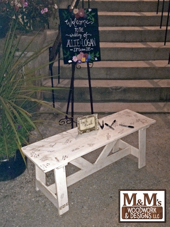 Wedding Guest Book Bench Beautiful Custom Handmade Wood