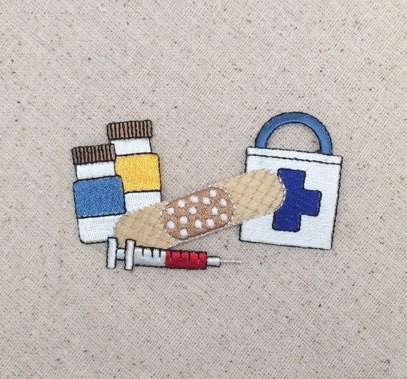 Bandaid Medicine Needle and First Aid Kit Iron On Applique