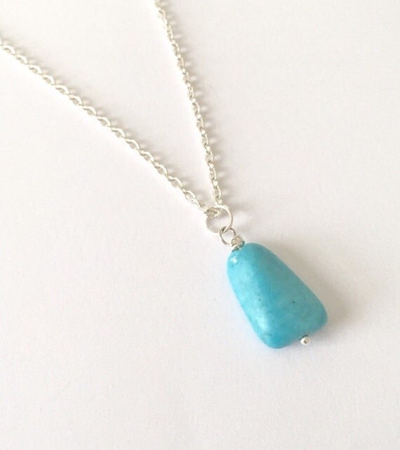 Silver Turquoise Necklace Necklace/Large Turquoise Stone