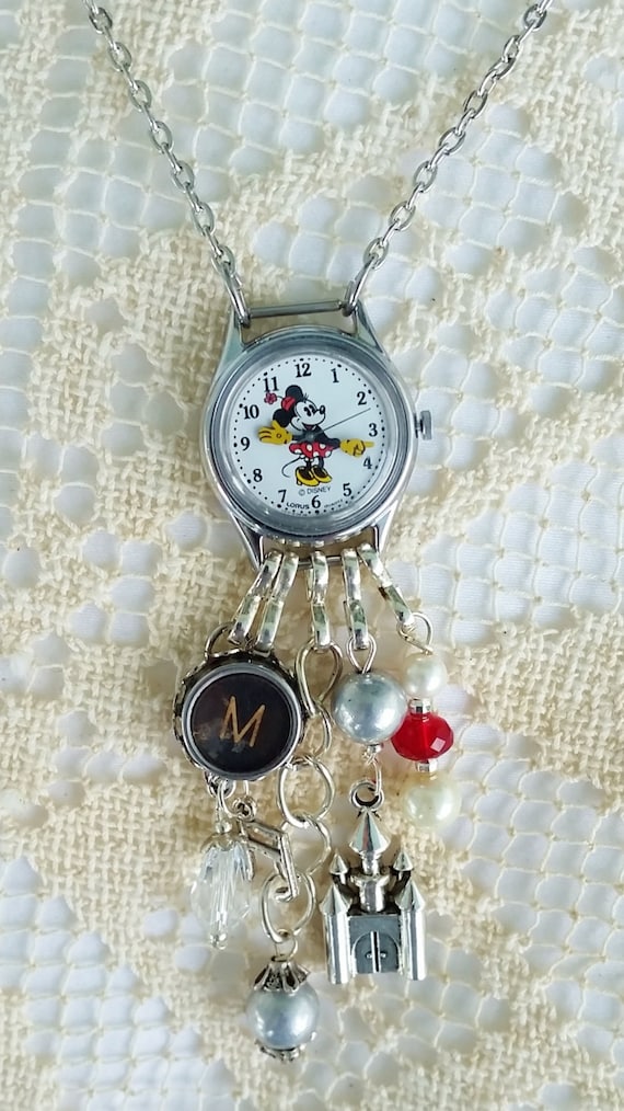 Minnie Mouse Watch Necklace Disney Charm Necklace M