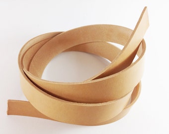 46"-55" Natural Veg Tanned Leather Straps, Genuine Italian Vegetable Tanned Leather 2 mm (5 oz) Strips, Leather for Craft Tooling, Stamping