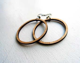 Lightweight Wood Hoop earrings inspired by Joanna Gaines fixer upper / sustainable bamboo wood