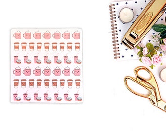 But First Coffee Stickers, Starbucks Stickers, MAMBI Kawaii Stickers for Erin Condren Planner, Happy Planner Stickers, Me Time Stickers
