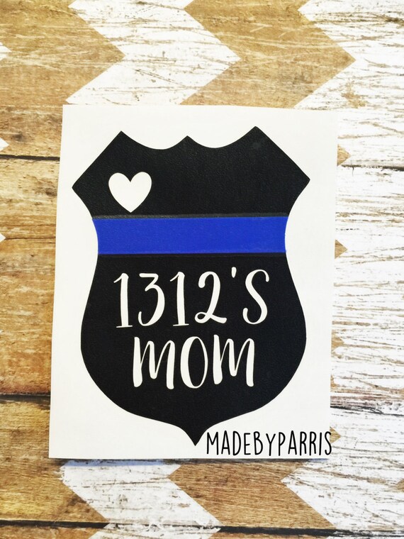 Police Mom Badge Vinyl Decal Badge Number Police Mom Law by