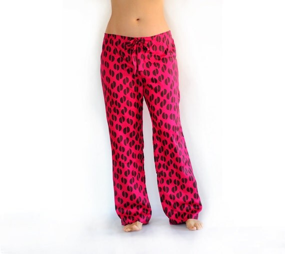 pink silk pajama pants