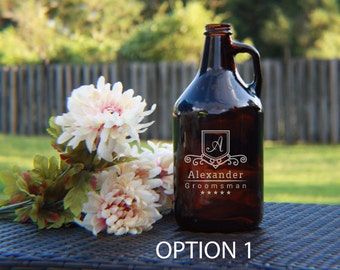 Amber Growler, Personalized Growler, Custom Growler, Engraved Growler, Groomsmen Gift, Men's Christmas Gift,Home Brewer, 64 oz Beer Growler
