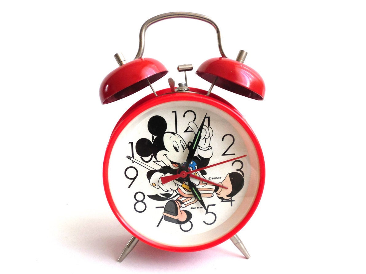 Mickey Mouse Alarm Clock. Wind Up Clock Retro clock Red