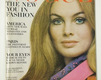 Vintage Vogue magazine Jean Shrimpton March Mar 15 1969 Penati fashion
