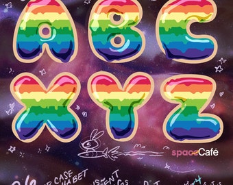 Rainbow Donut Graphic Alphabet Pack - 26 Hi-Res 300 DPI Letters