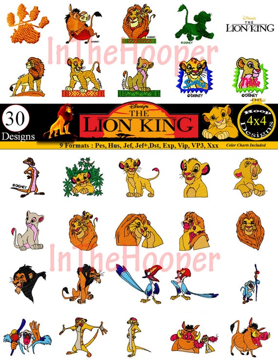 Disney LION KING EMBROIDERY Designs Pes Hus Jef Dst Exp