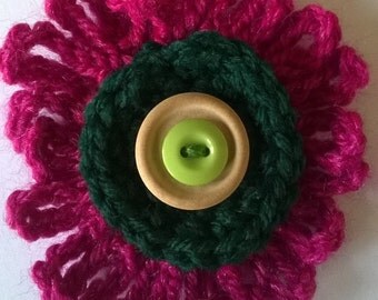 Pink Pin - Crochet Brooch - Crochet Pin - Crochet Flower Brooch - Flower Brooch - Pink Crochet Brooch - Pink Flower Brooch - Crochet Flower