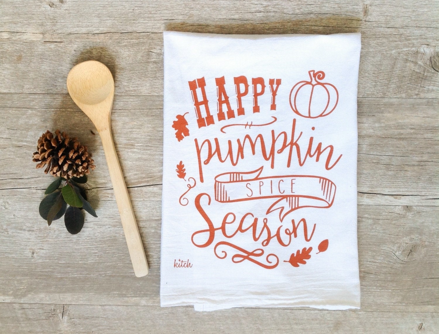 Pumpkin Spice Tea Towel Autumn Kitchen Towel Fall Flour Sack