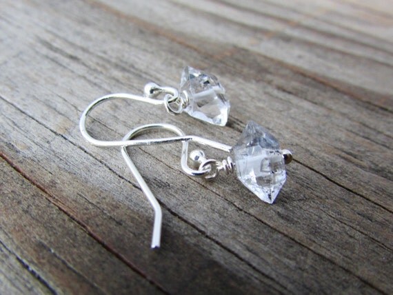 Herkimer Diamond Earrings simple small herkimer by twobadcats
