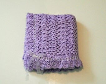 Crochet Baby Blanket in Lavender, Afghan, Throw, Baby Shower Gift, Lavender Lap Blanket, Baby Girl gift, Mothers Day Gift, Toddler Blanket