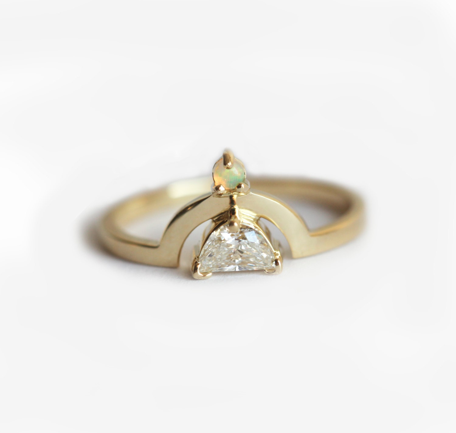 Opal diamond ring 14kt rose gold plated