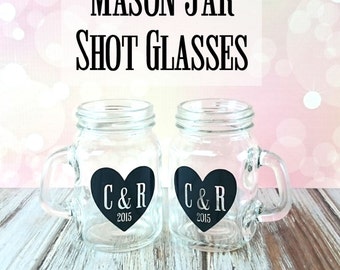 Mason Jar Favors, Mason Jar, Shot Glasses, Wedding Favors, Personalized Wedding Favors, Shot Glasses, Party Favors, Engagement Gift
