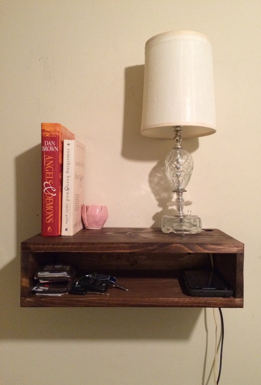 Floating bedside table rustic nightstand barn wood style