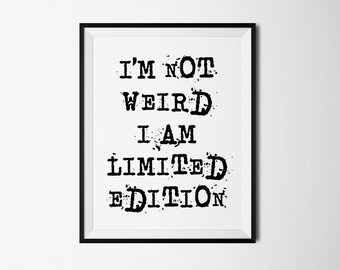Weird Print Wall Art Typography Poster Black and White I