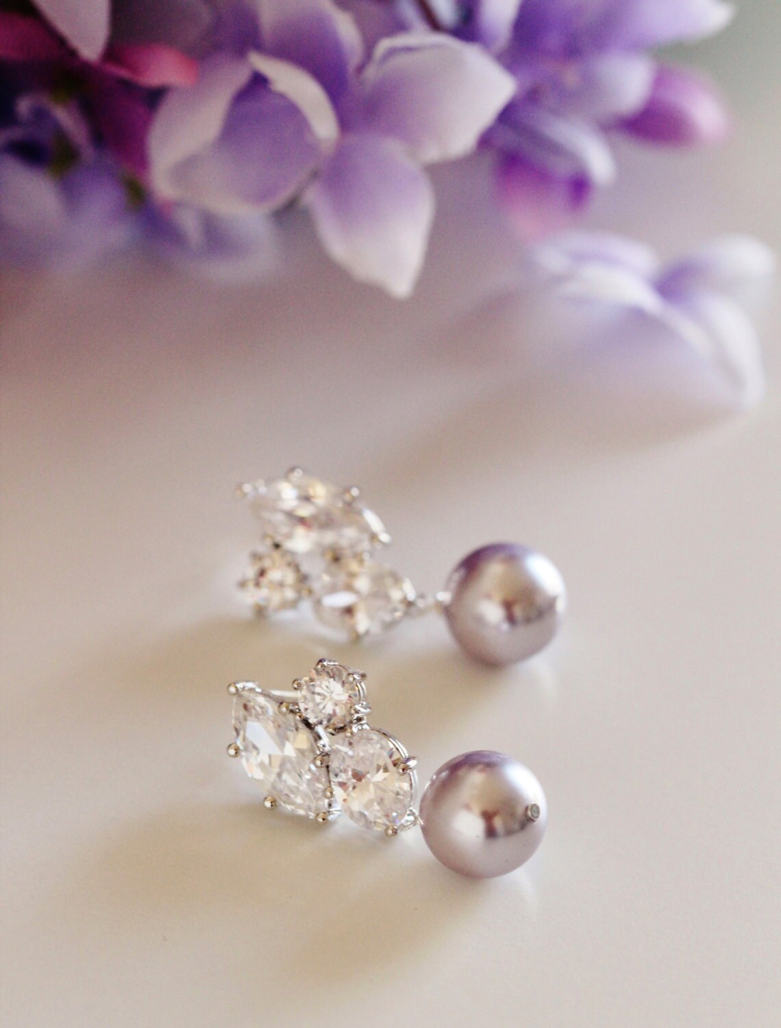 Lavender Lilac Purple Pearl Earrings Lavender Wedding