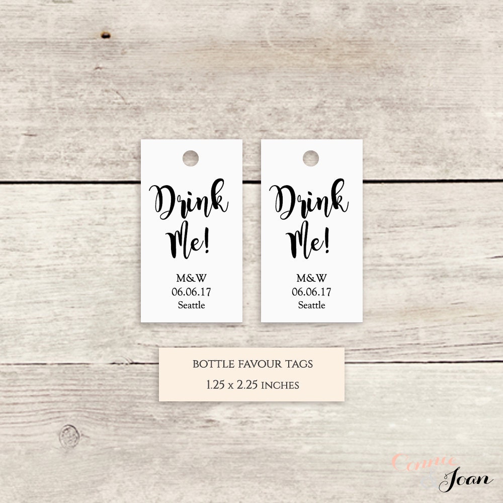Drink Me Bottle Favor Tags printable template miniature bottle